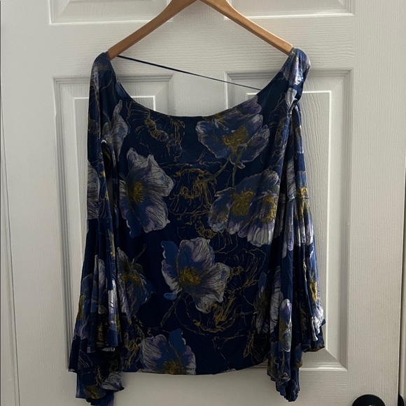 We The Free Tops - We The Free Navy Floral Blouse
